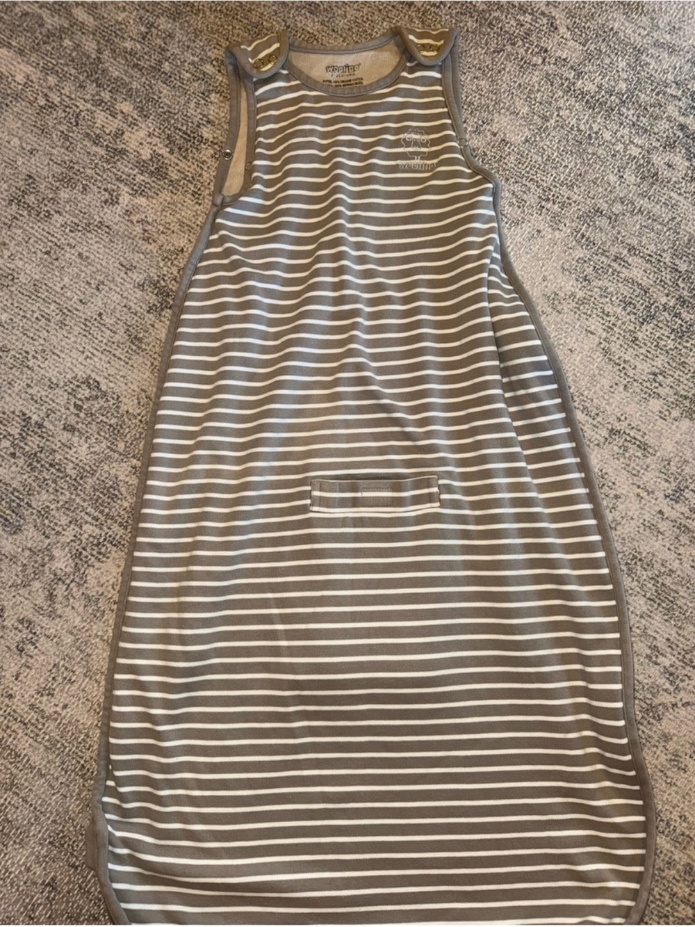 Striped Gray & White Baby Sleep Sack - Cozy Sleeveless Pajama Sack